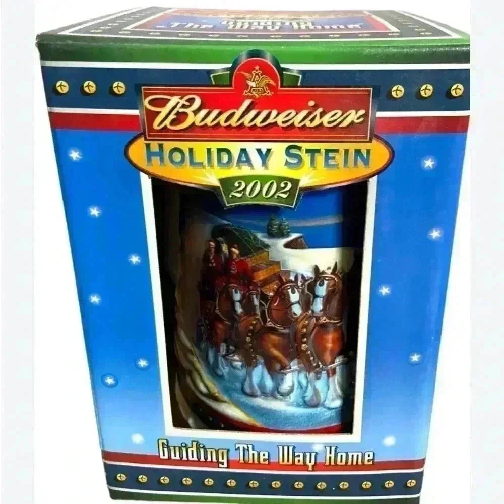 Vintage 2002 Budweiser Holiday Stein Clydesdales “Guiding The Way Home”
